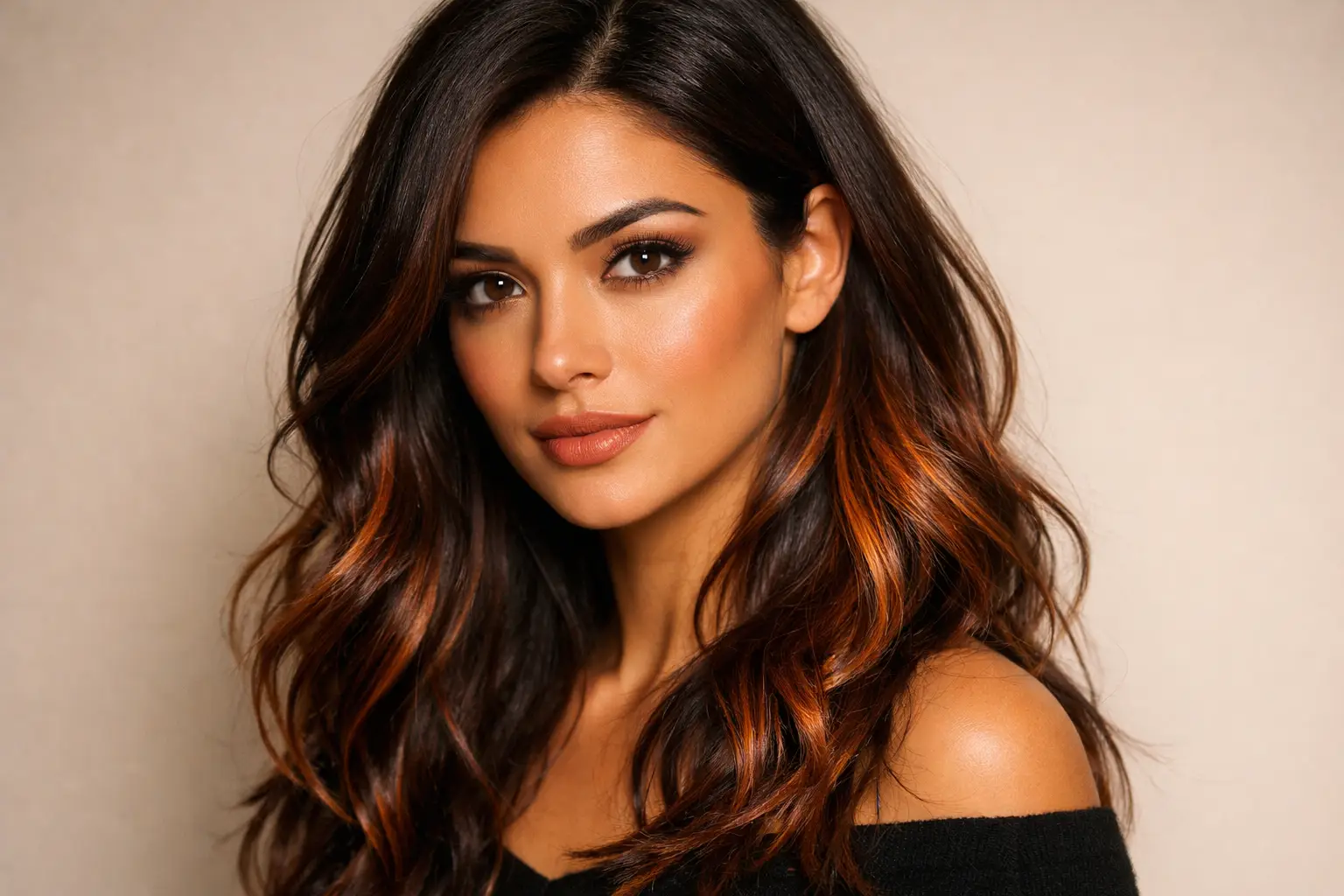 Dark Brown with Cinnamon Highlights