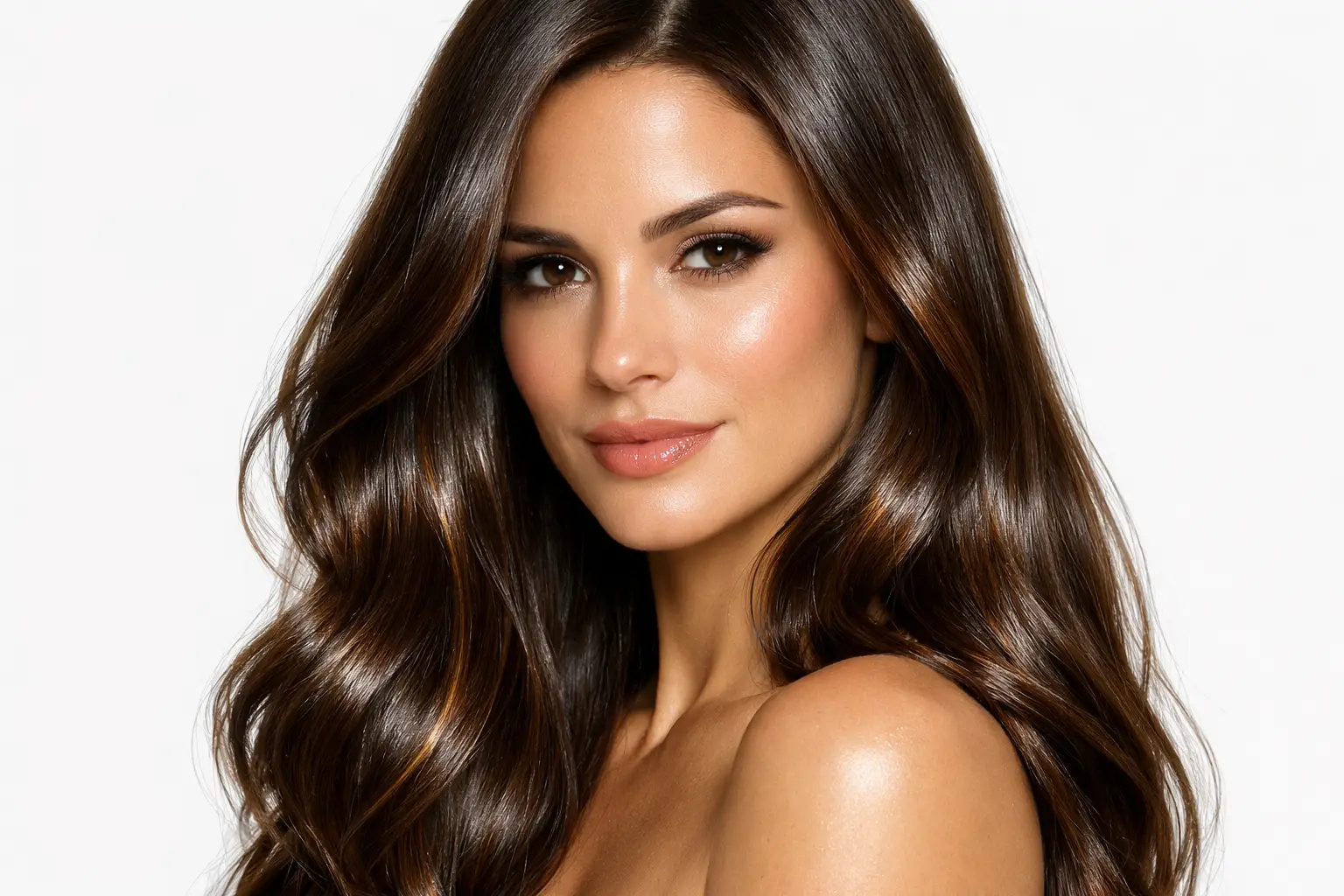 Dark Brown with Glossing Treatment Highlights