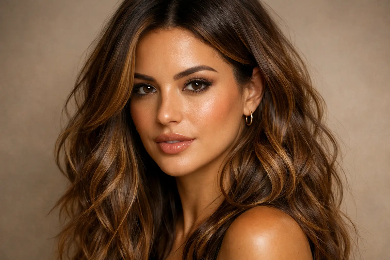 Honey Brown with Caramel Lowlights and Root Melt