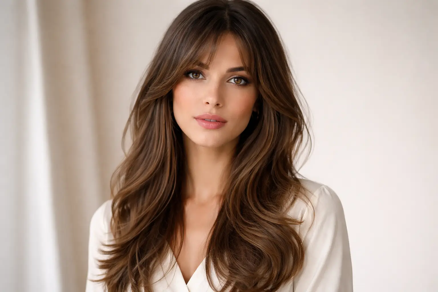 Long Layered Curtain Bangs
