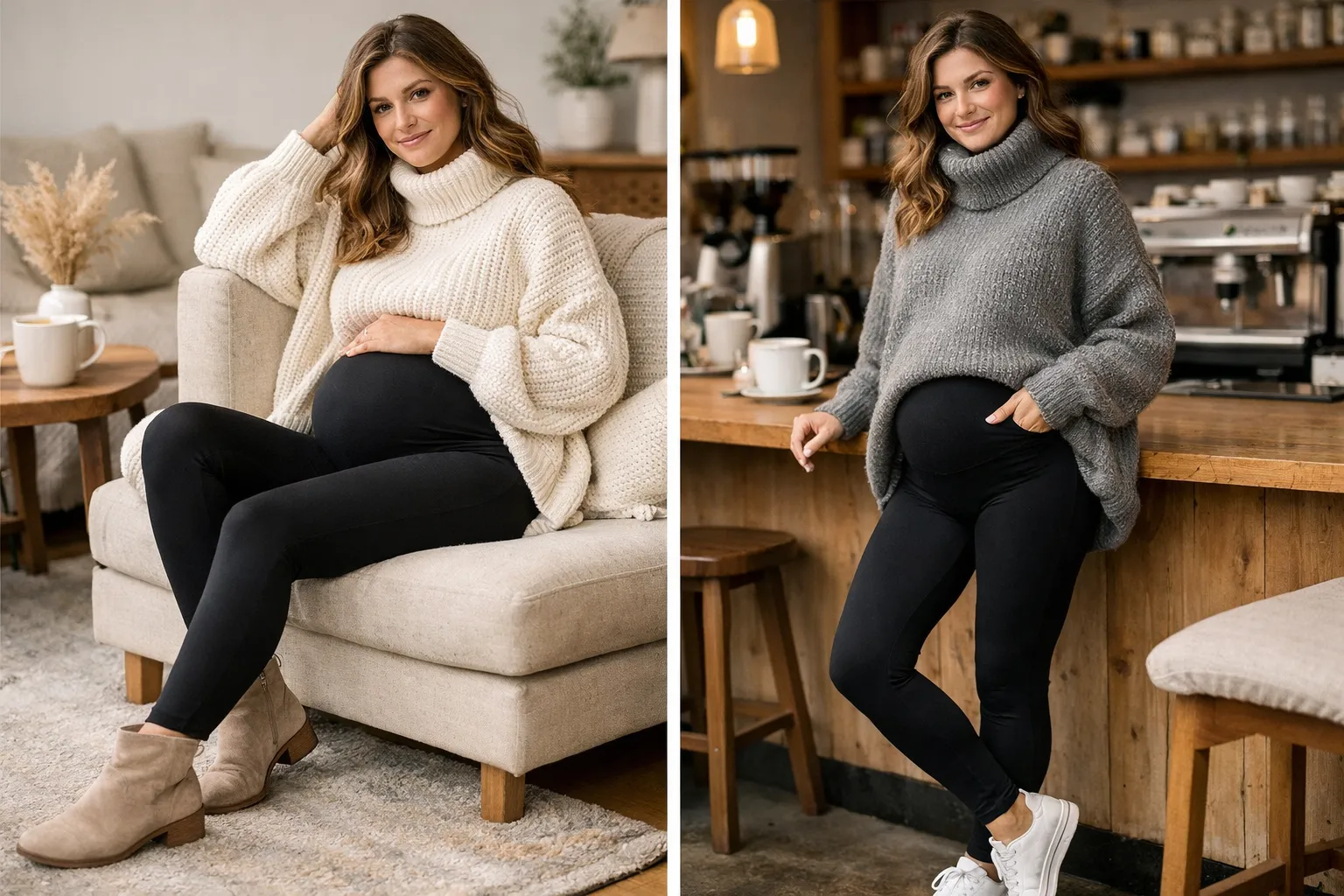 Maternity Leggings with Oversized Sweaters
