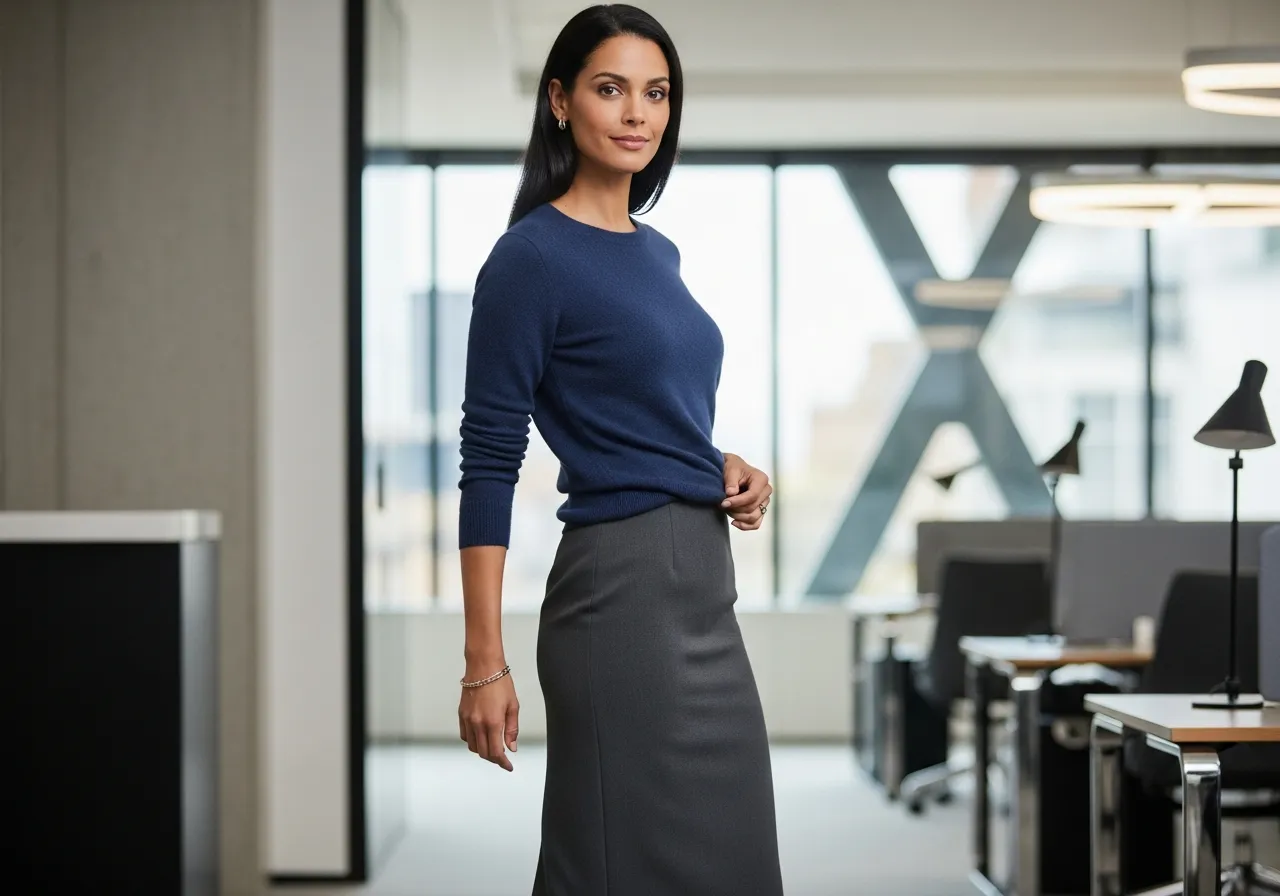 Pencil Skirt and Sweater Combination