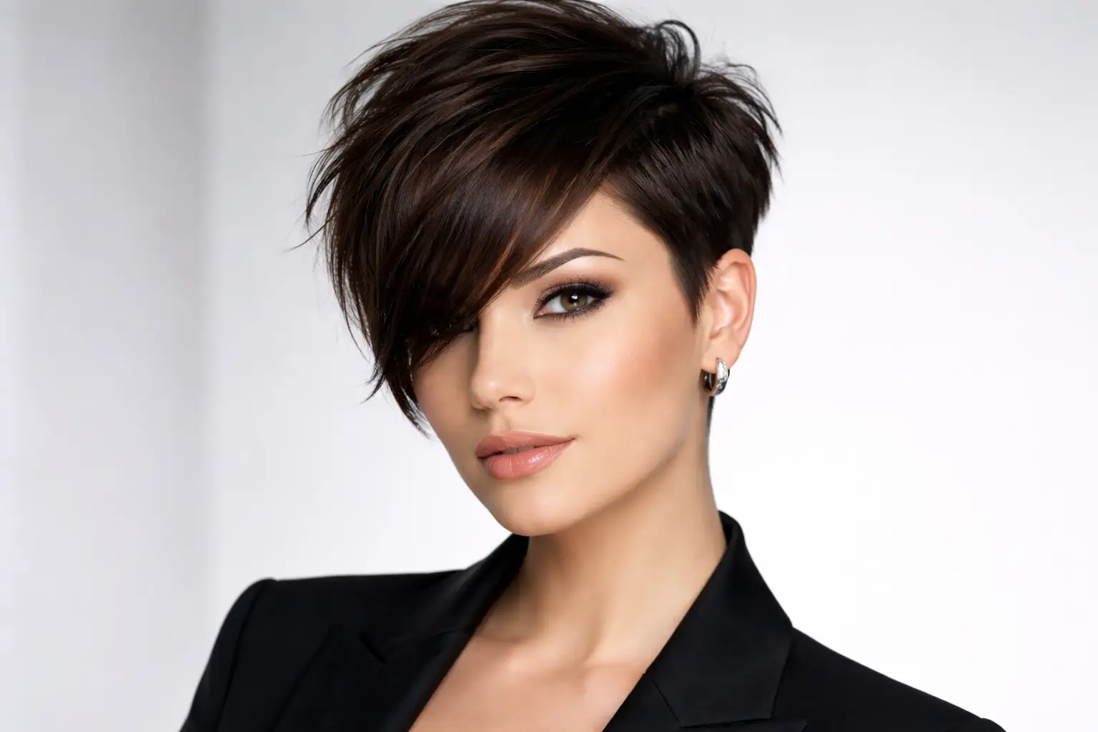 Pixie with Side Part and Long Bangs