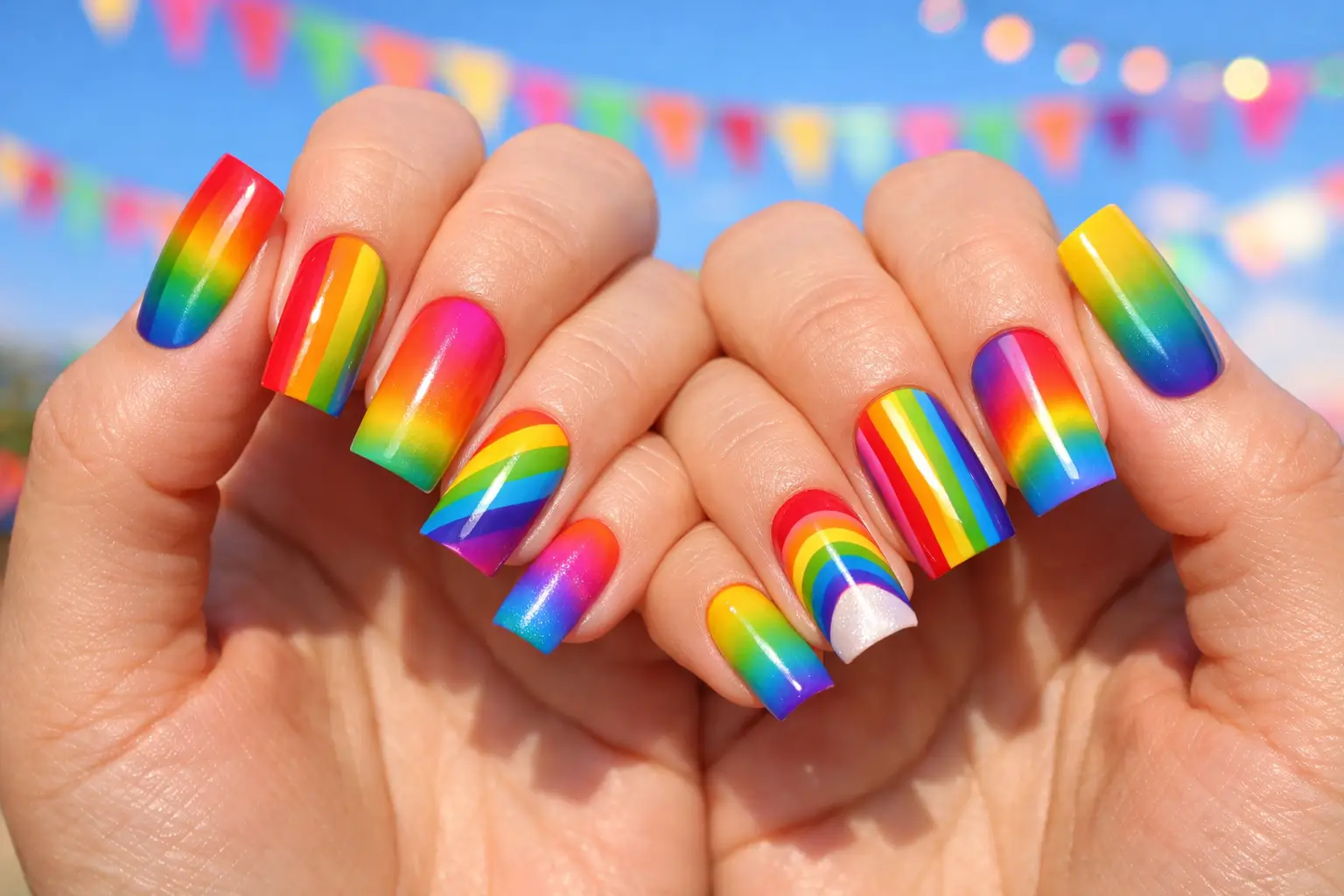 Rainbow Festival Nails