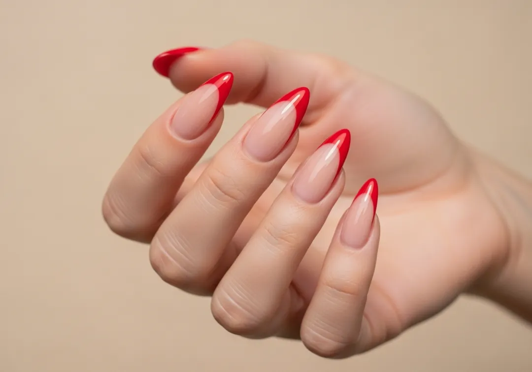 Red French Manicure