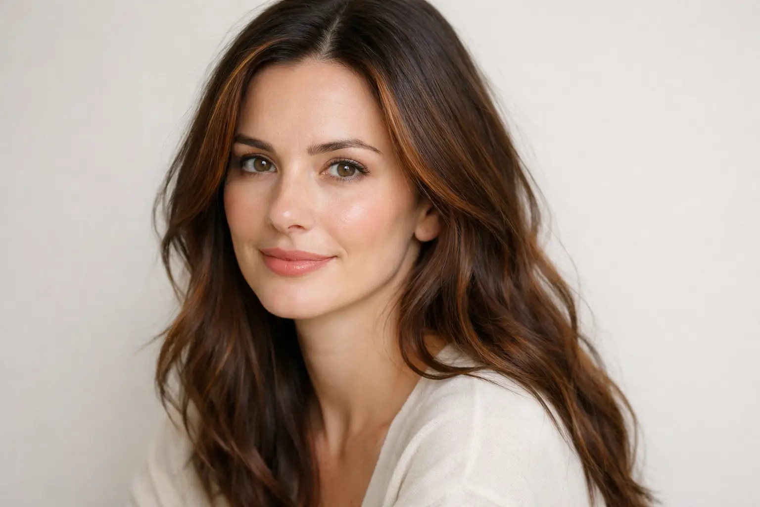 Soft Auburn Highlights on Brown Hair