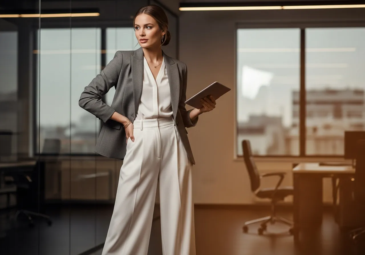 Tailored Blazer and Wide Leg Trousers