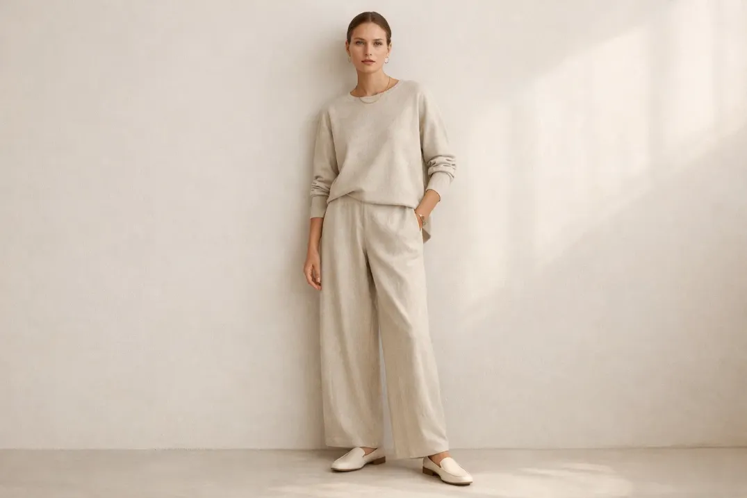 Oversized Knit Sweater with Straight-Cut Trousers