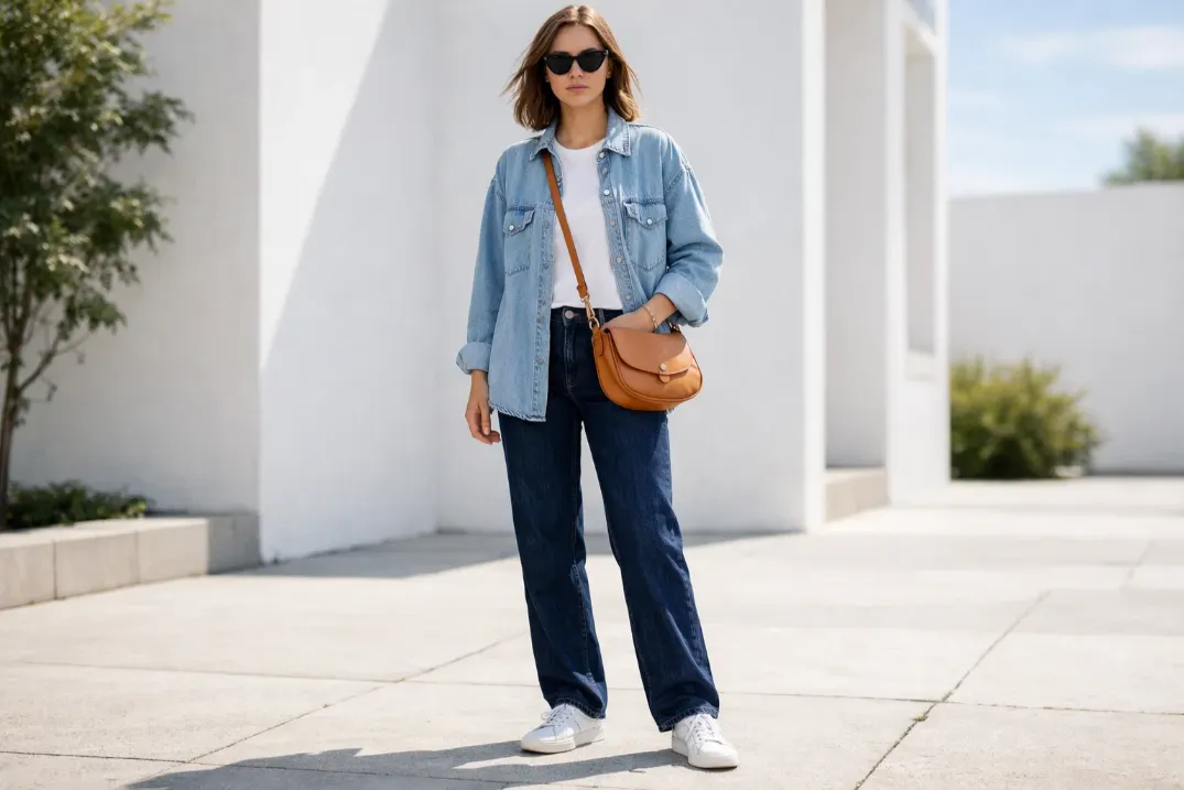 Relaxed Blazer Over a Simple White Tee