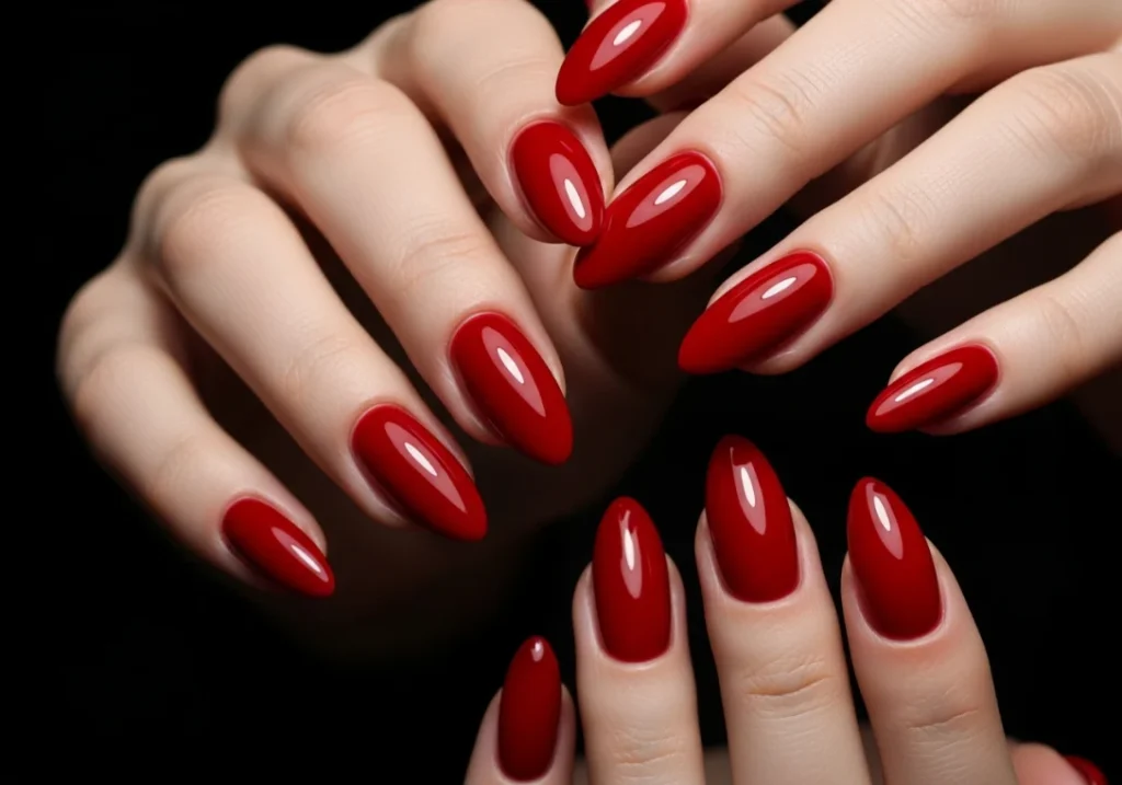 Rose Gold Chrome Almond Nails