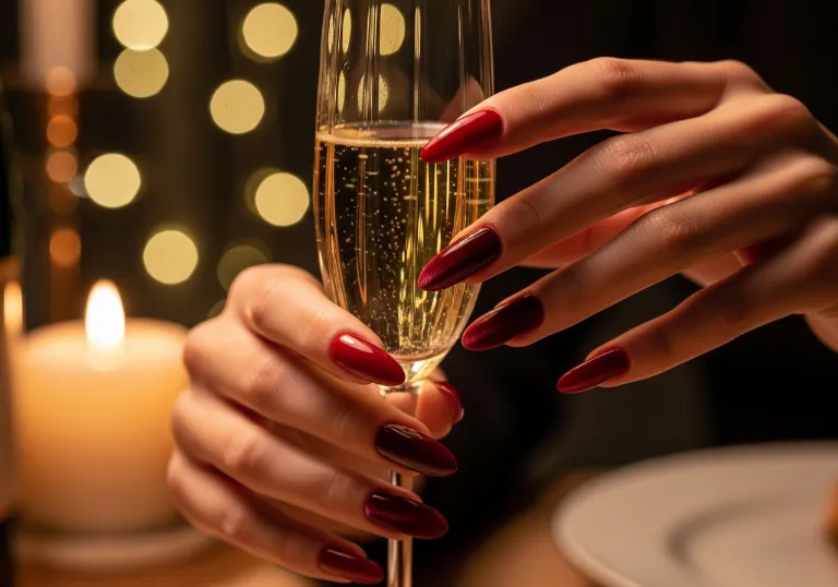 Cherry Red Almond Nails