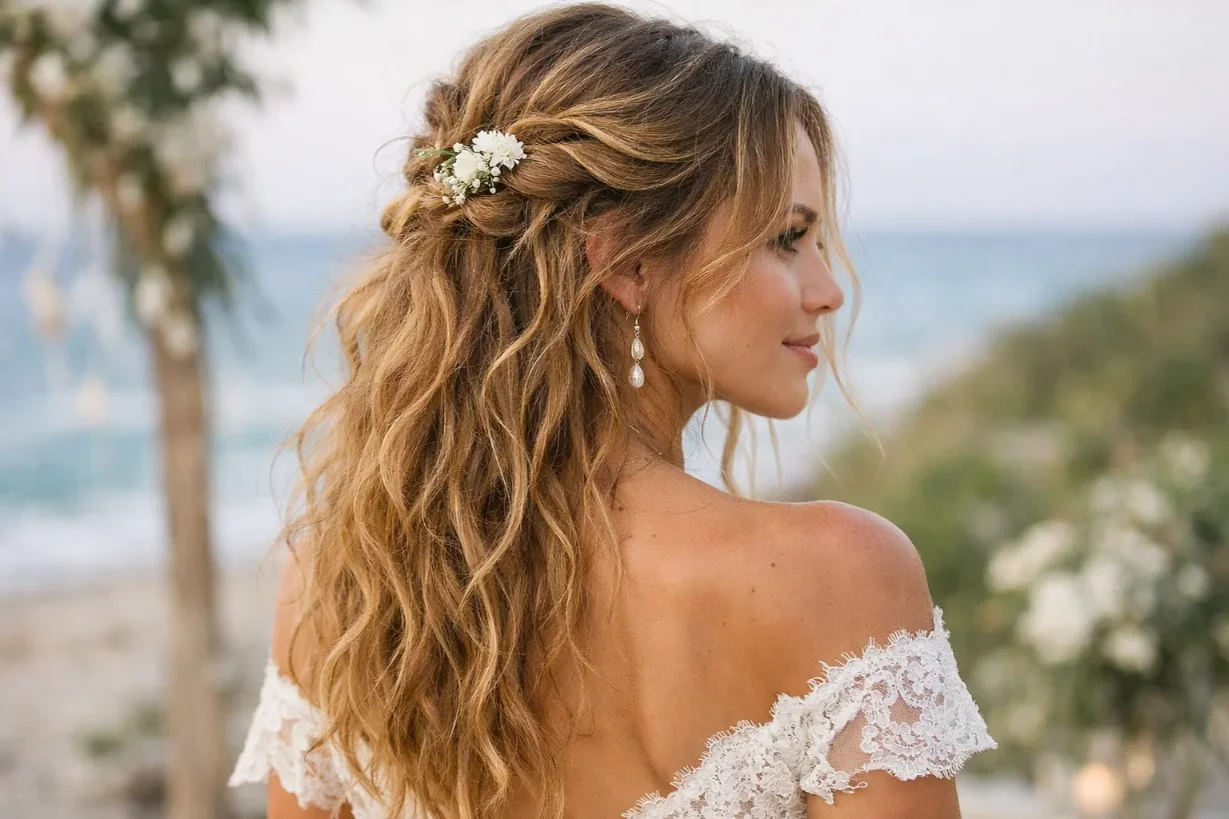 Low Gathered Half Up Styles