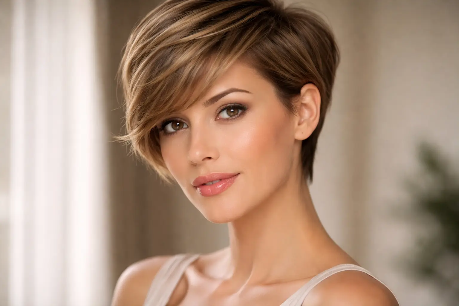 Long Pixie with Side Swept Bangs
