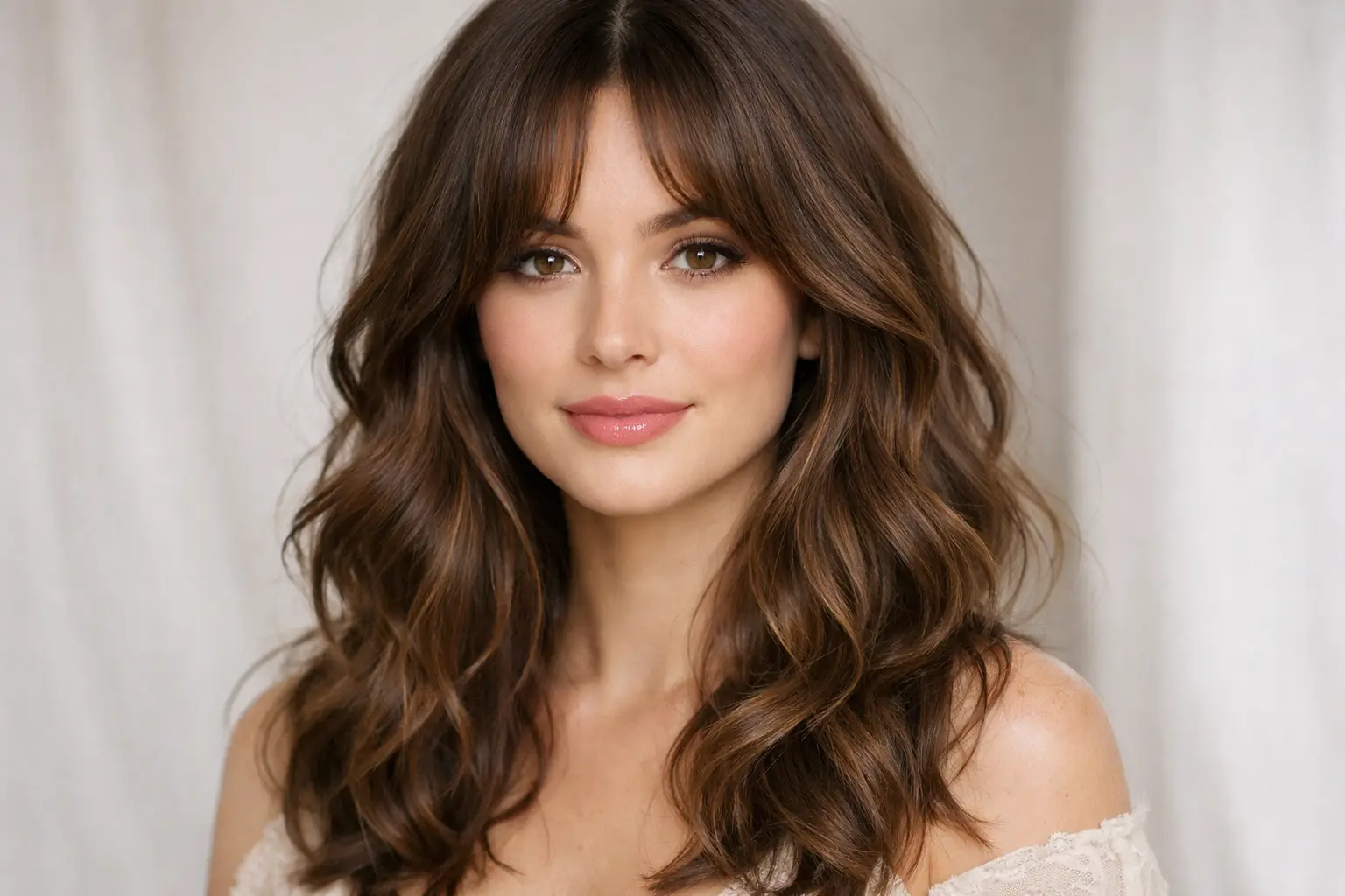 Wavy Hair with Curtain Bangs