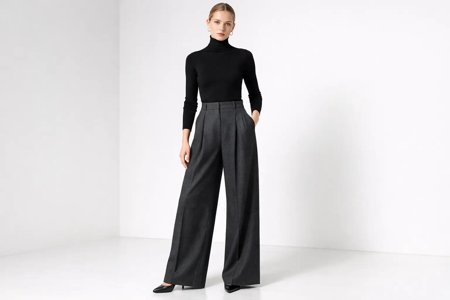Wide Leg Trousers with Fitted Top