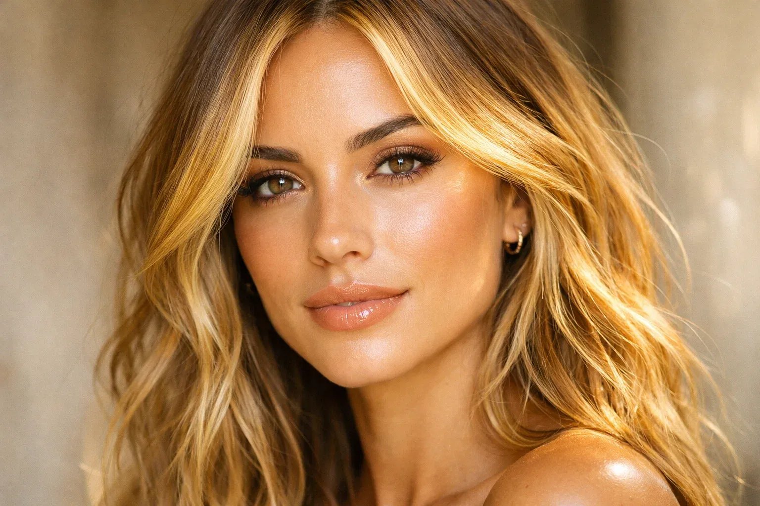 Honey Blonde Balayage with Face-Framing Pieces