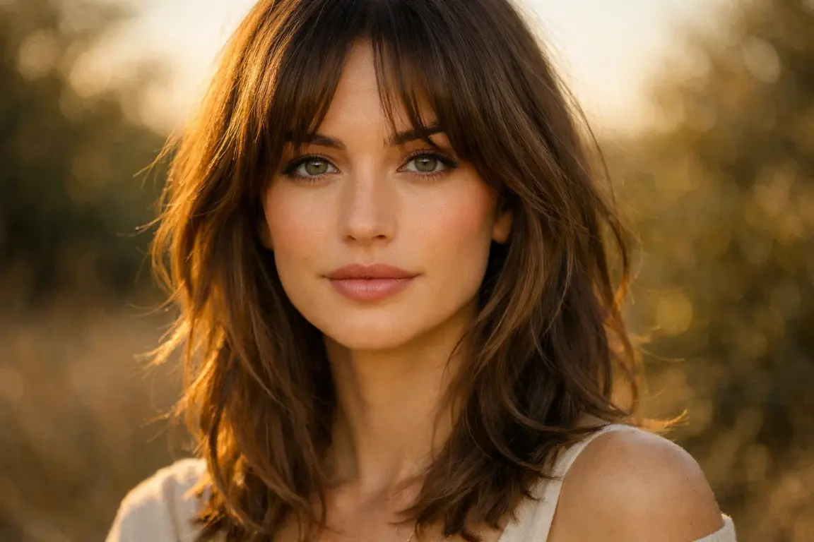 Curtain Bangs with Mid Length Layers